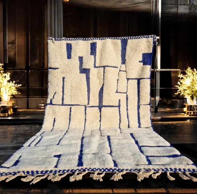 beau-tapis-design-moderne-blanc-bleu