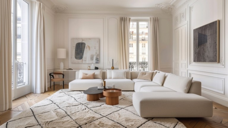 Grand-tapis-marocain-laine-design-blanc
