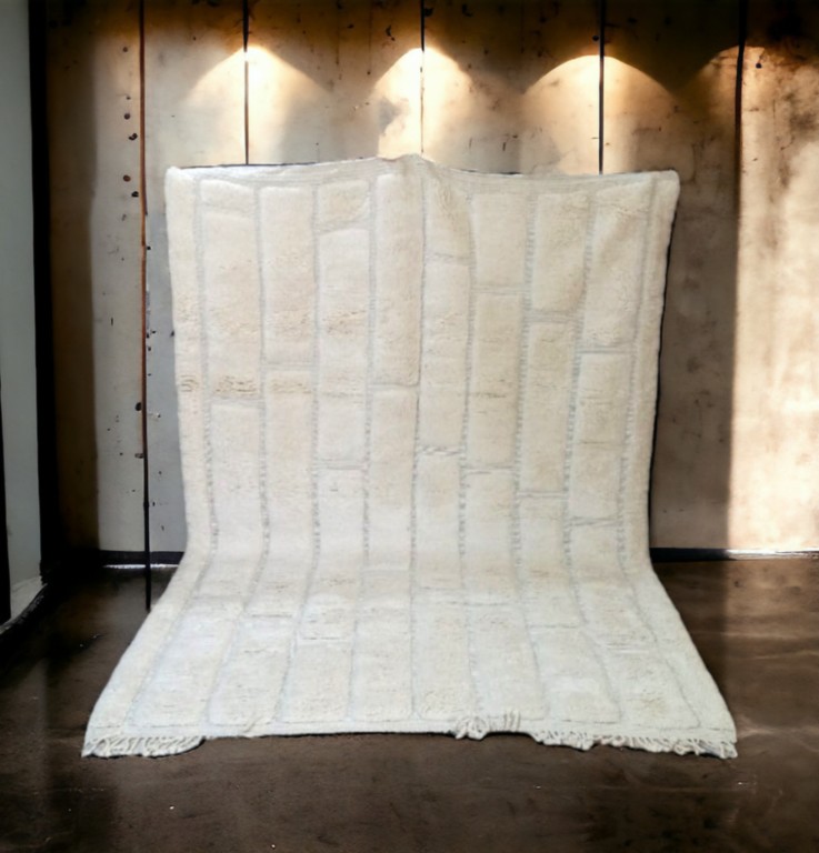 Tapis-blanc-laine-carreaux-maroc-195cm-270cm