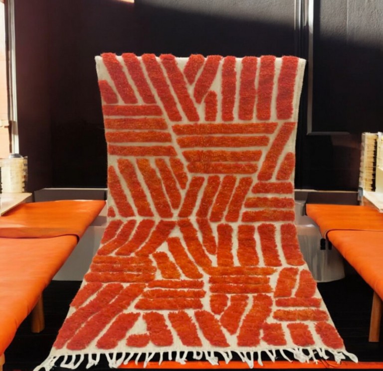 tapis-laine-design-orange-artisanal