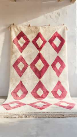 Tapis Berbère Traditionnel Blanc et Rose Tapis Berbère Traditionnel Blanc et Rose