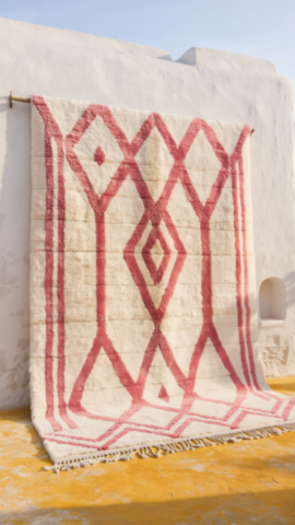 Soft White and Pink Berber Rug