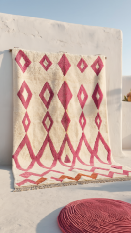 Moroccan Rug, Beni Ouarain Style, Pink