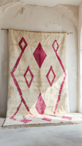 Chic Berber Rug White and Pink