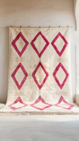 Moroccan Rug Deco White Pink