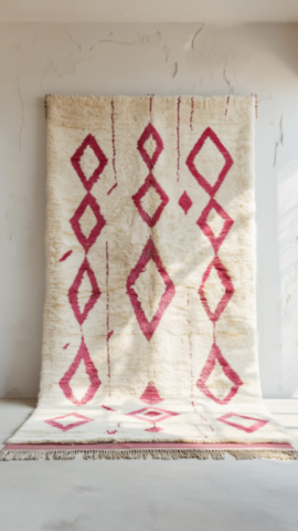 Tapis Marocain Authentic Blanc Losanges Roses Tapis Marocain Authentic Blanc Losanges Roses