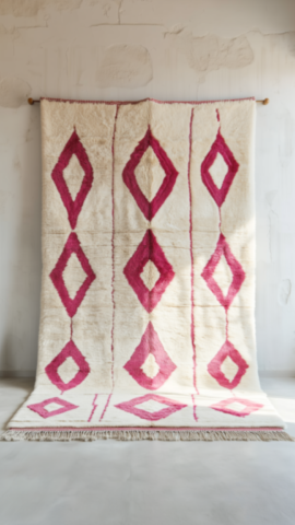 Moroccan Rug with White and Pink Diamond Pattern – Wholesale