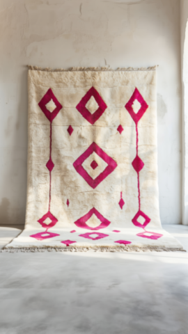 Handmade Moroccan Rugs in Pink and White - Professional Sale