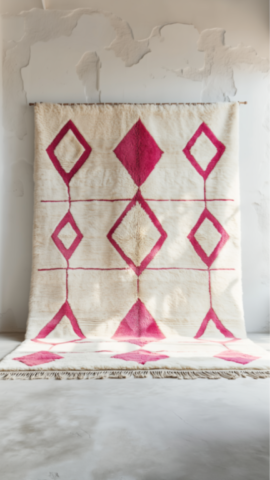 Tapis Marocain Rose et Blanc pour Grossistes – Style Berbère Tapis Marocain Rose et Blanc pour Grossistes – Style Berbère