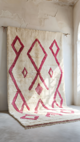 Moroccan Berber Rug with White and Pink Diamond Pattern – ImportWholesale