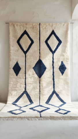 Tapis Beni Ouarain bleu traditionnel