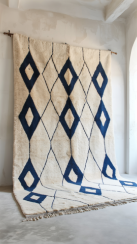 Beni Ouarain laine épaisse bleu