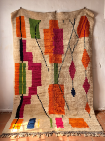 Tapis berbère coloré – Fait main par artisans berbères