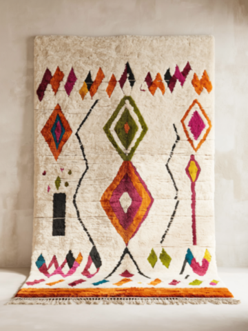 Tapis marocain berbère coloré – Motifs créatifs Tapis marocain berbère coloré – Motifs créatifs