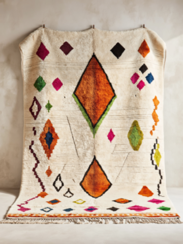 Tapis berbère Azilal coloré – Motifs géométriques