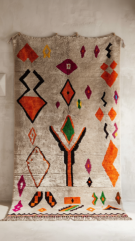 Tapis Marocain Berbère Azilal Coloré Fond Gris Chic